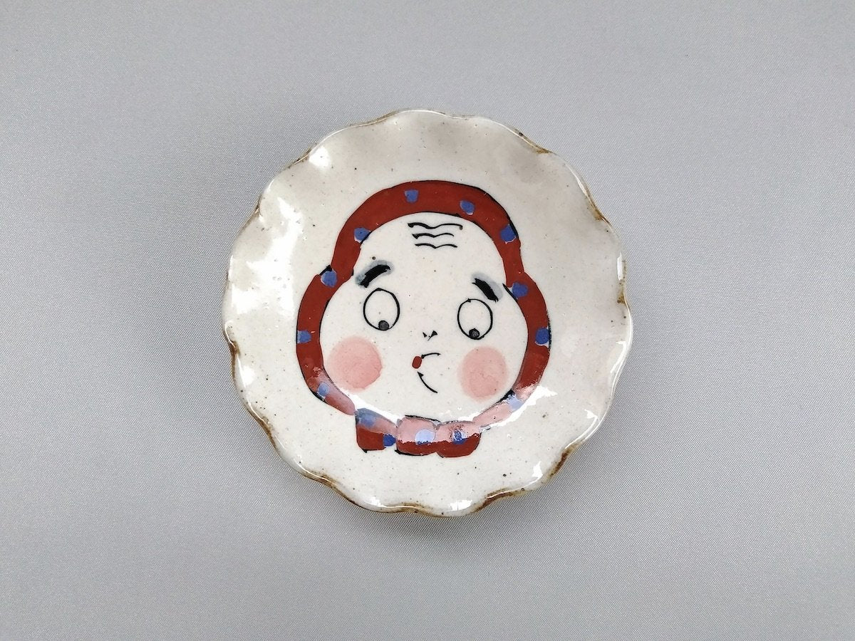 Hyottoko flower bean plate [Ceramic Studio Raku]