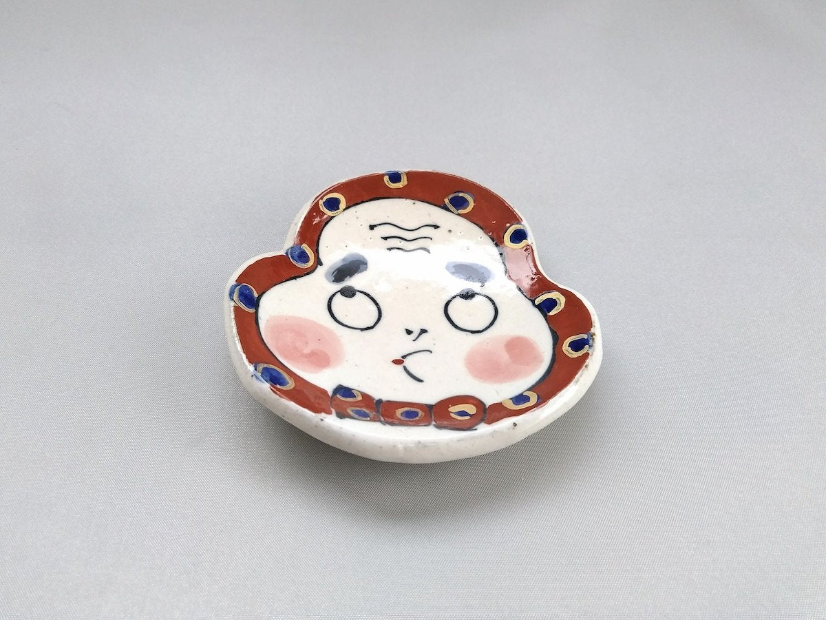 Hyottoko face-shaped small plate [Porcelain Studio Raku]