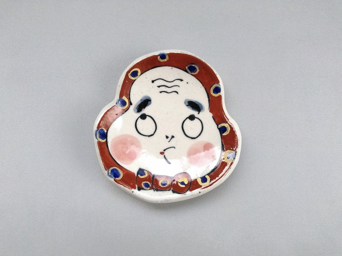 Hyottoko face-shaped small plate [Porcelain Studio Raku]