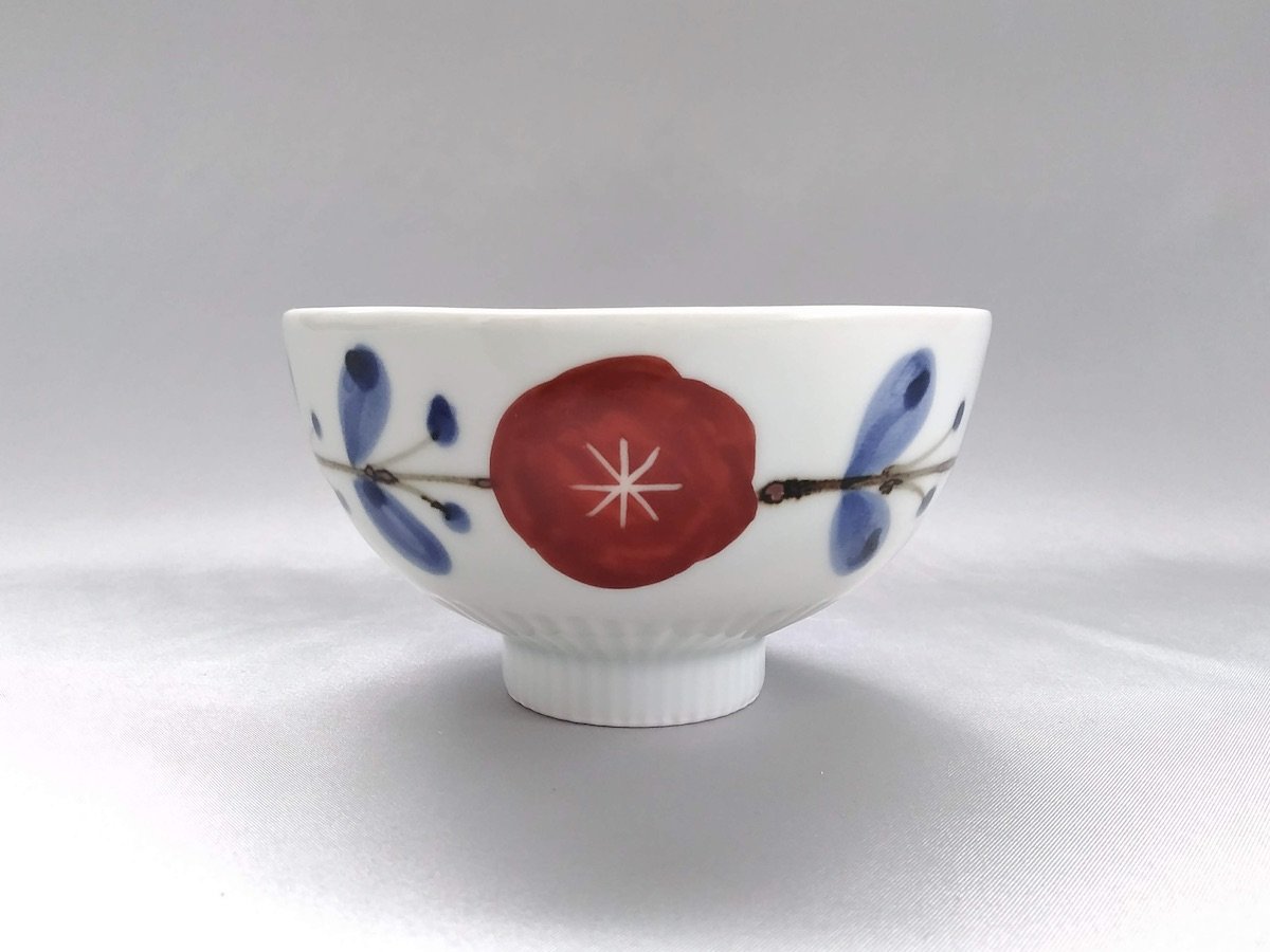 Small rice bowl with dyed flowers, red [Koyogama]