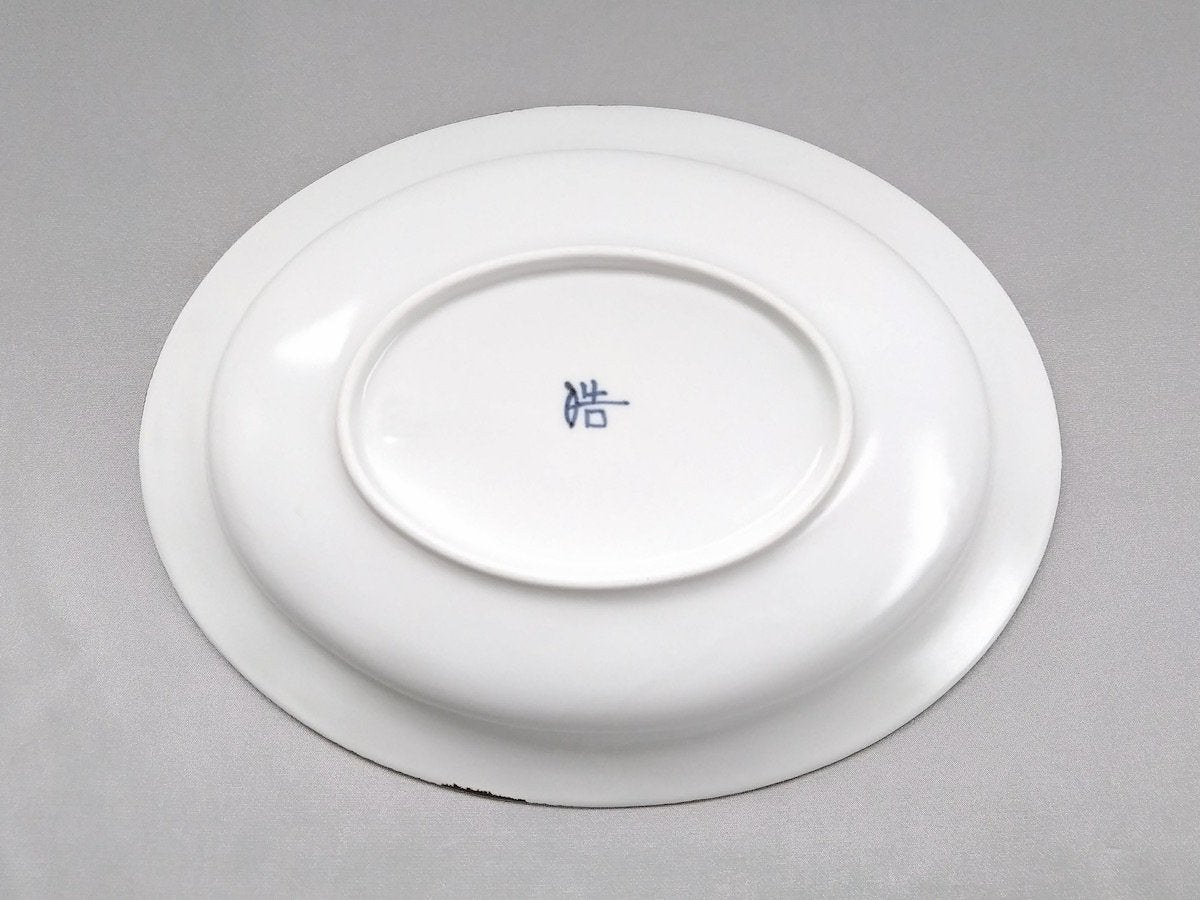 Rim oval plate Fuchi rust white matte [Koyogama]