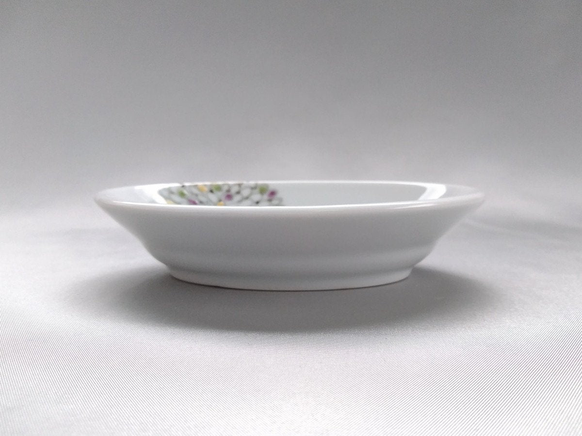 Colored chrysanthemum oval bowl small [Tokushichigama]