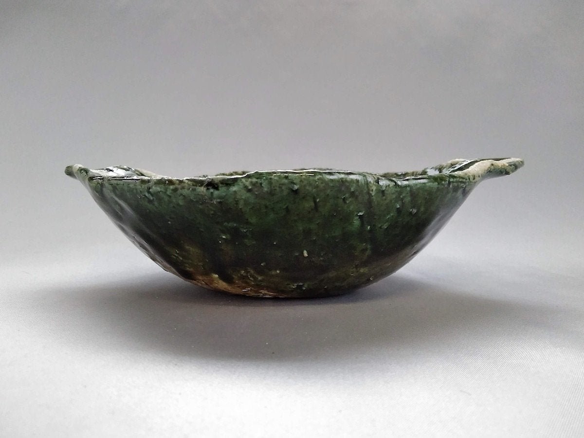 織部両耳ストライプ丸鉢【山本一仁】