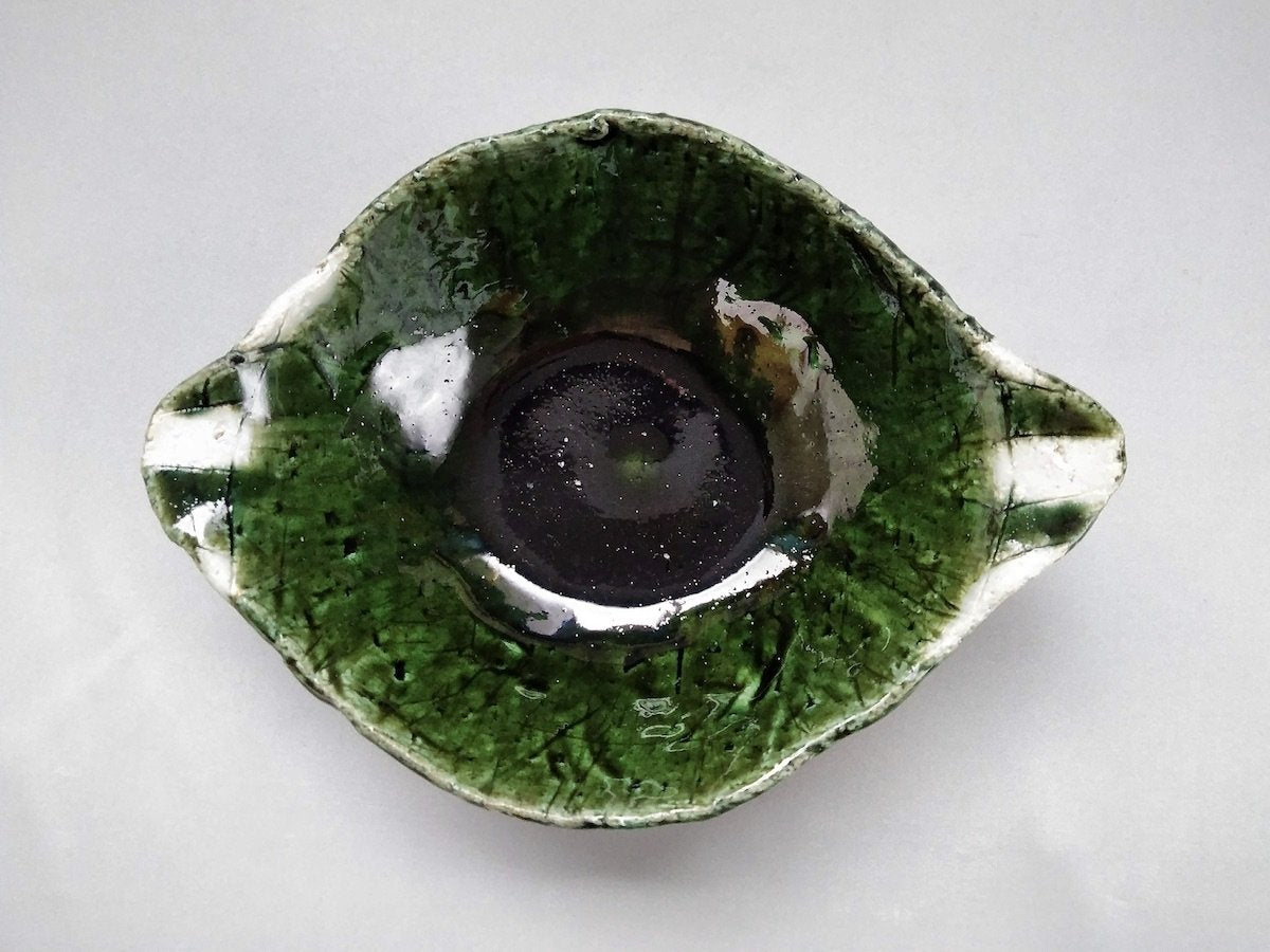 Oribe double-eared striped round bowl [Kazuhito Yamamoto]