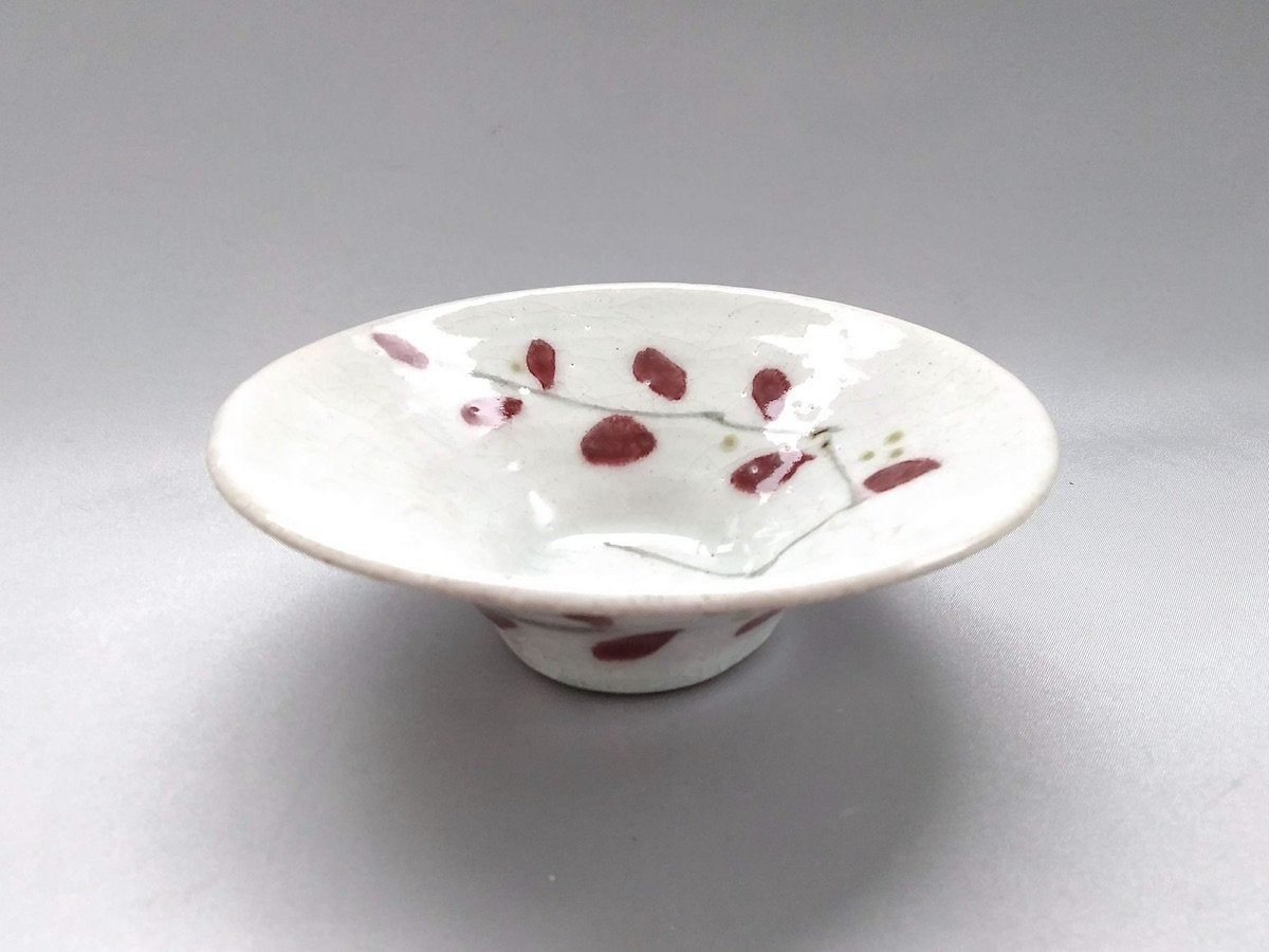 Small red leaf warped bowl [Iwaobo]