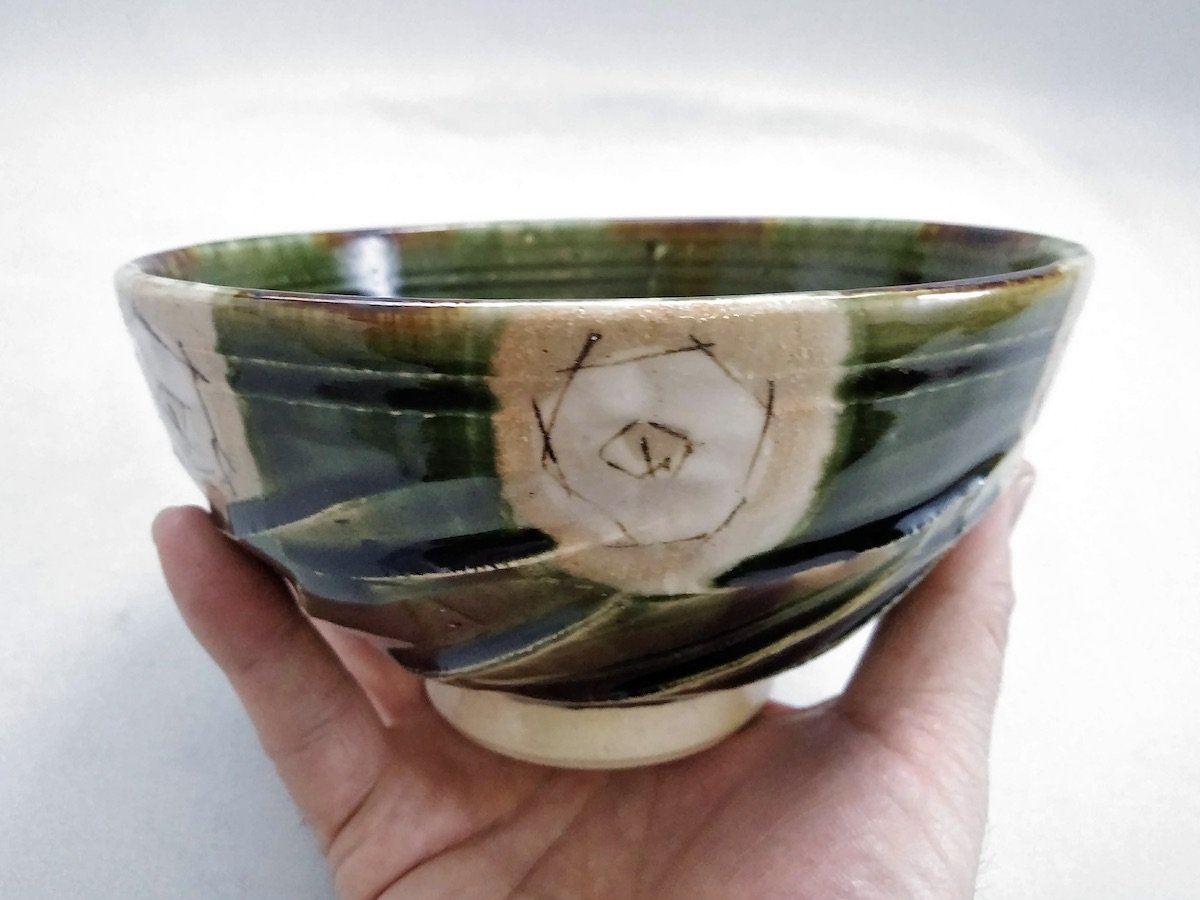 Oribe white corner pattern bowl [Shinji Akane]