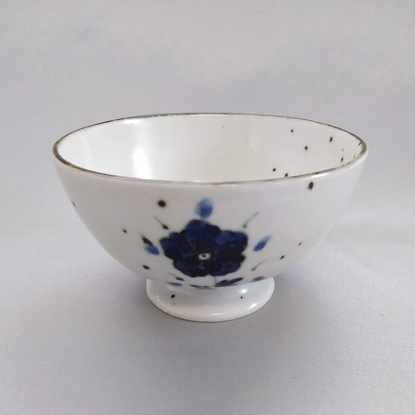 松風亭 草花紋 香合 蓋付き磁器 染付