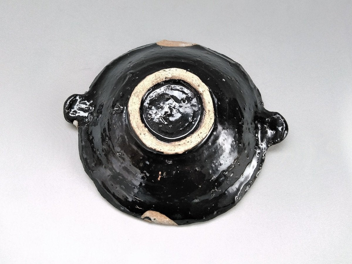 Black oribe eared bowl [Akihide Nakao]