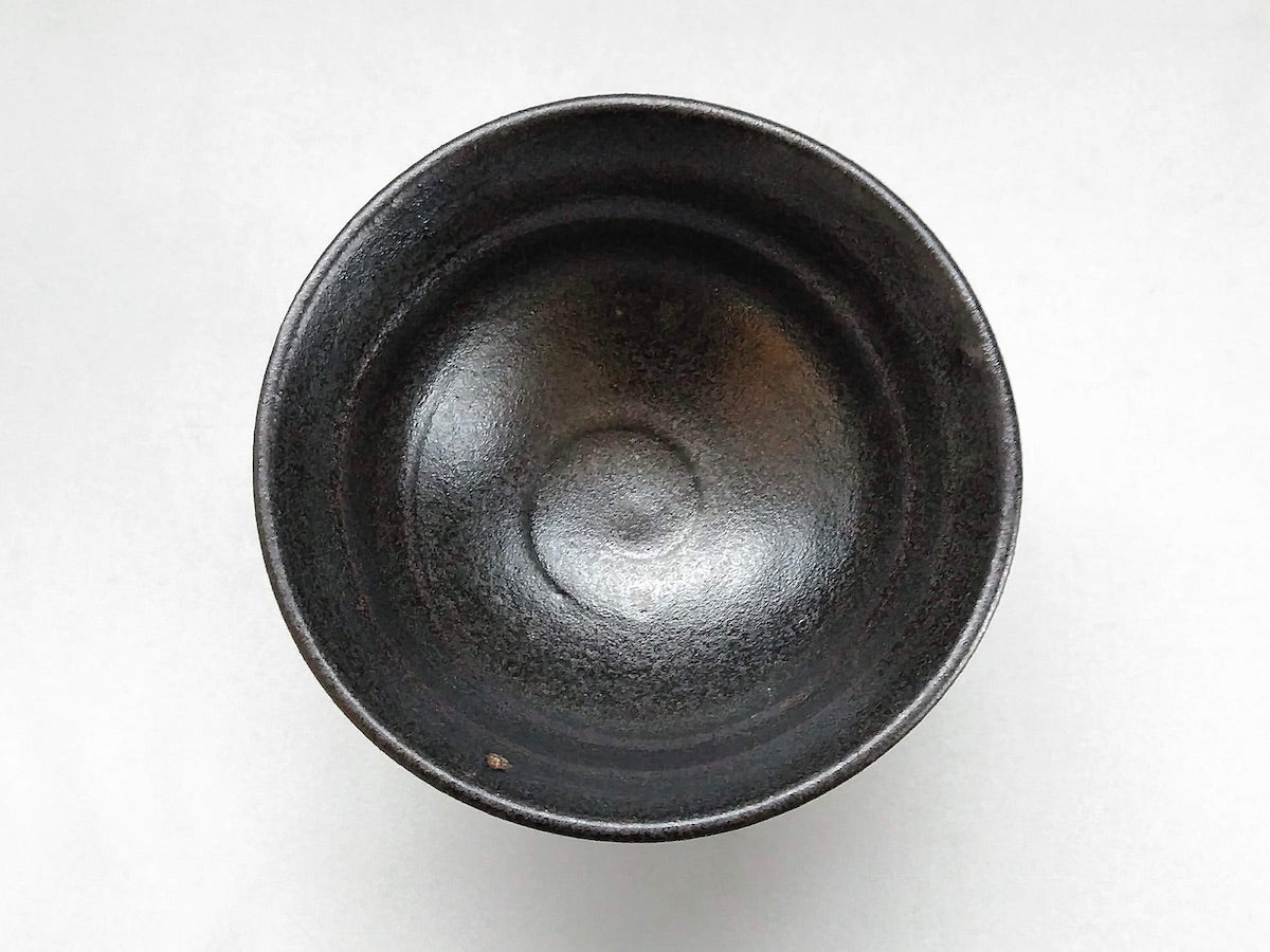Large black glaze striped rice bowl [Kazuhito Yamamoto]