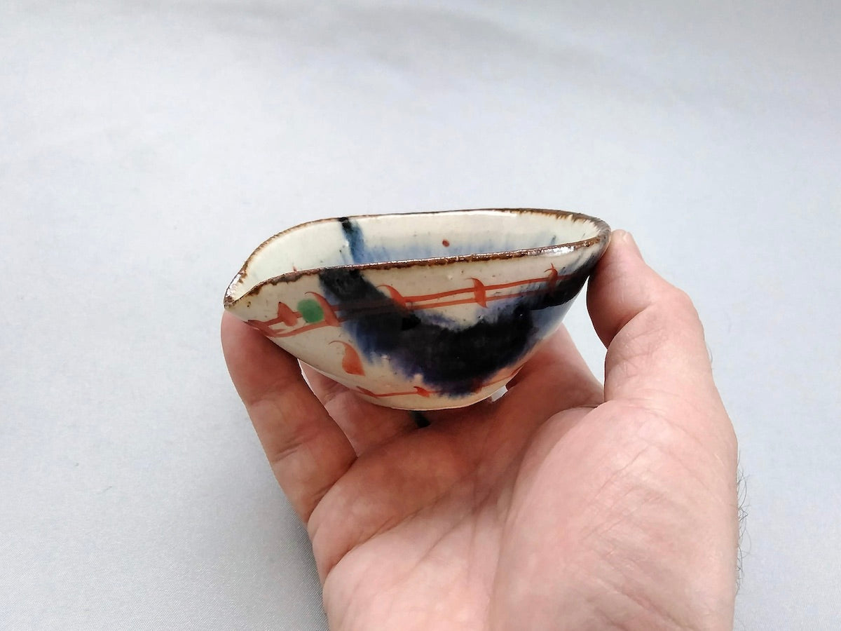 Annan red picture one-mouth bean bowl [Minami kiln]