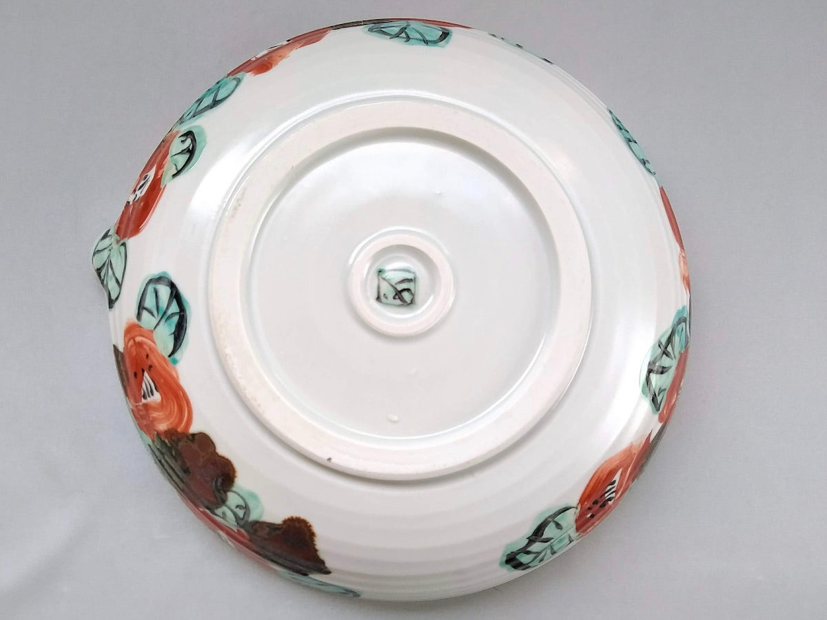Colored camellia 8-inch single-mouth bowl [Wada Hitori]
