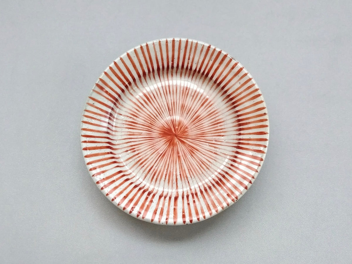 Konohiki Tokusa 5-inch rim plate red [Shigehisa Miura]