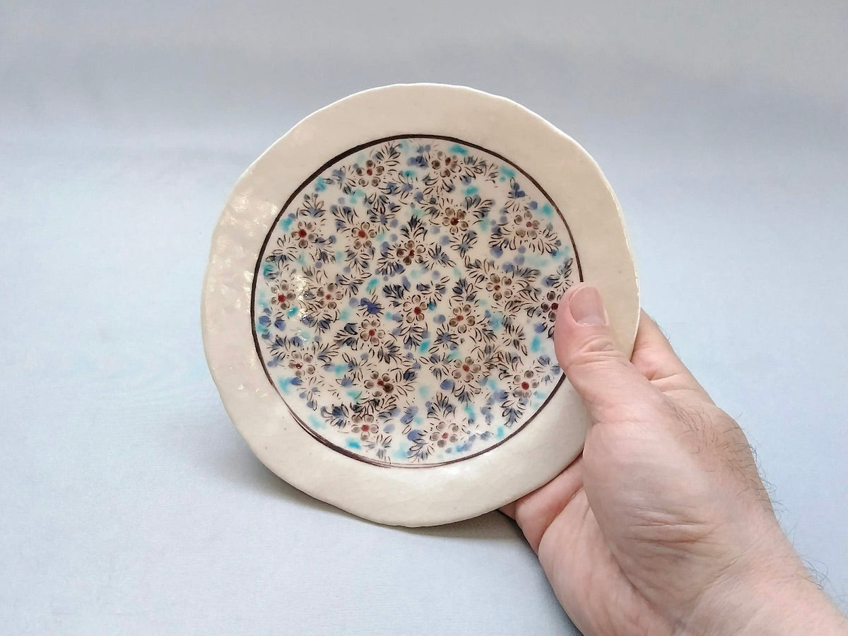 Colored calico 5-inch plate [Masaaki Hibino]