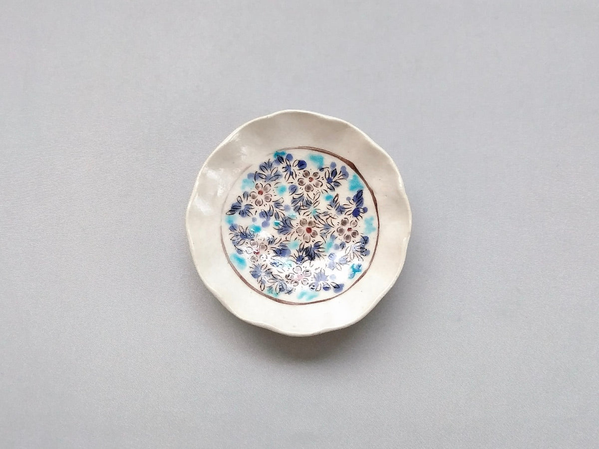 Colored calico 3-inch plate [Masaaki Hibino]