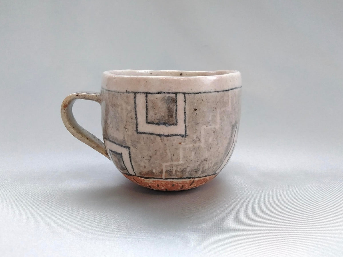 Nezumi Shino geometric pattern round mug [Masashi Sato]