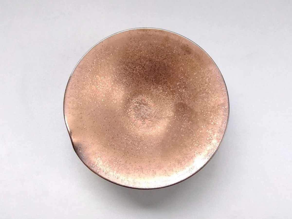One-sided pressed 5.5-inch pot with black yuzu and copper coating inside [Toetsu Kiln]