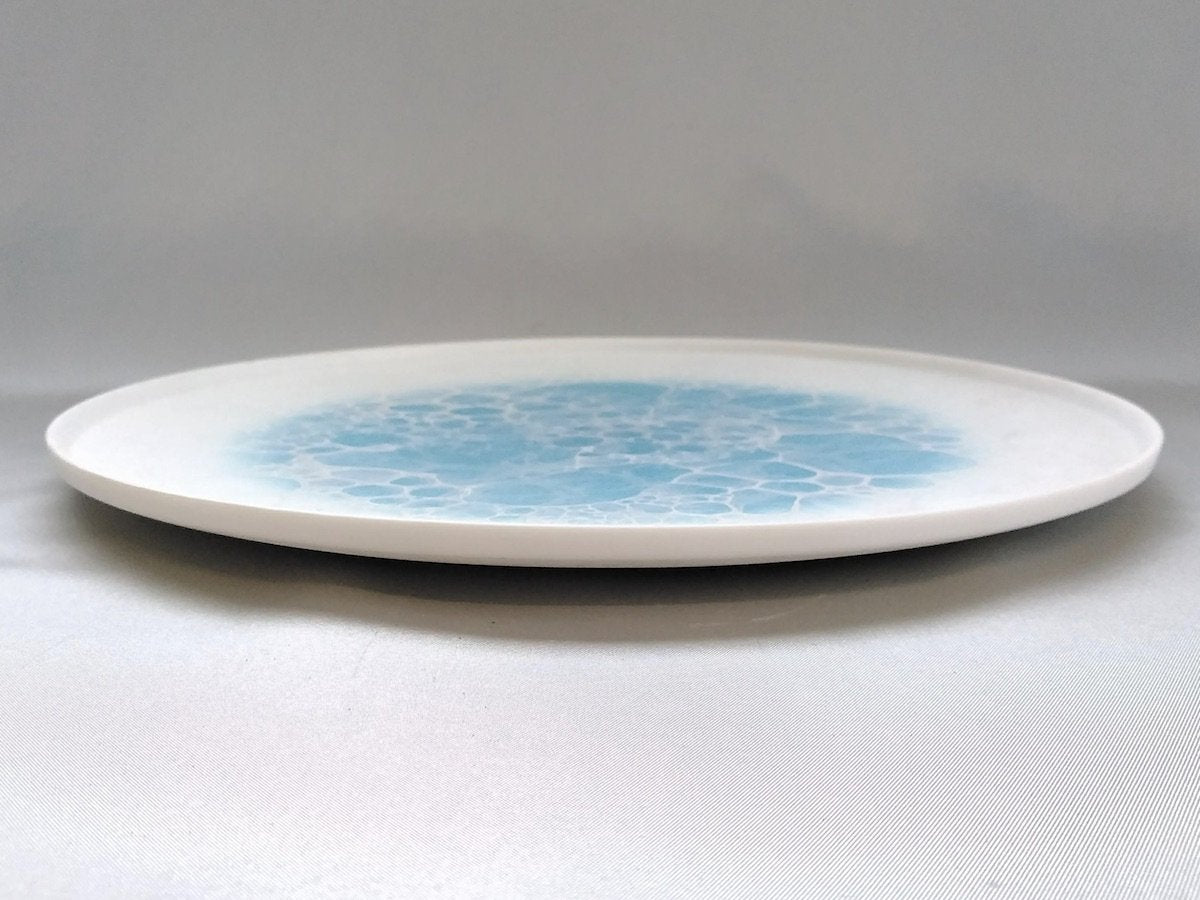 Foam flame round plate 26cm Blue [Yamahiragama]