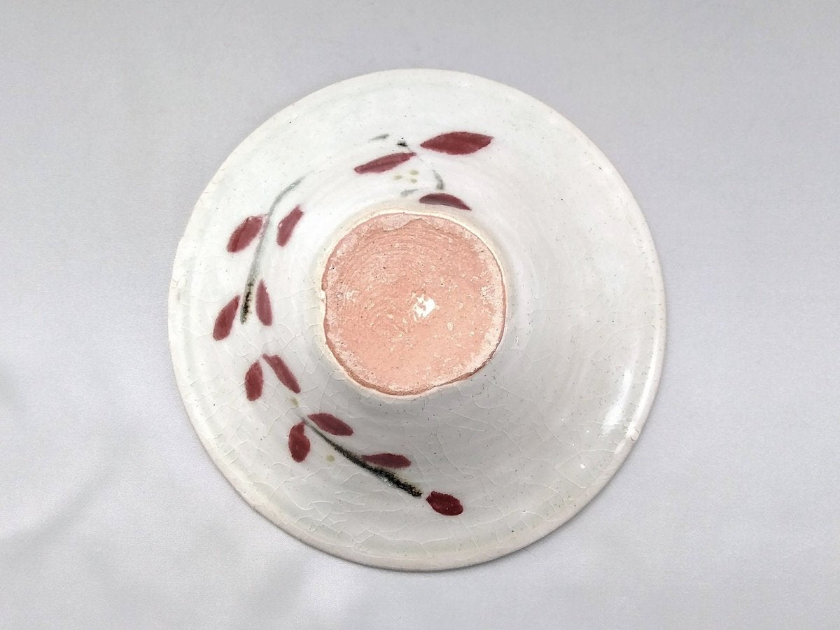 Large warped red leaf bowl [Iwaobo]