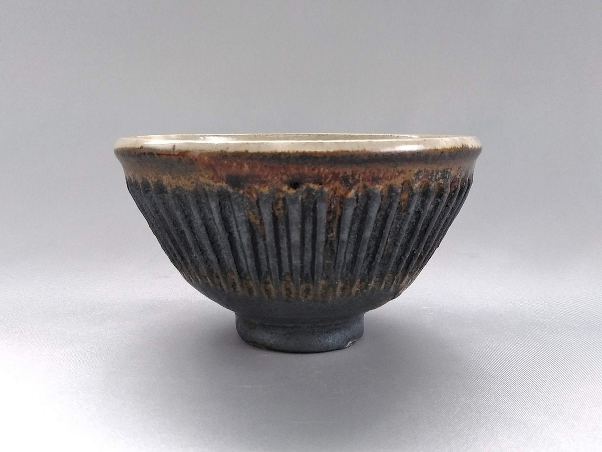 Large iron black shinogi rice bowl [Junichi Mashiko]