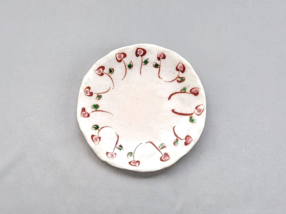Colored dotted flower small plate pink [Hiroshi Haisawa]