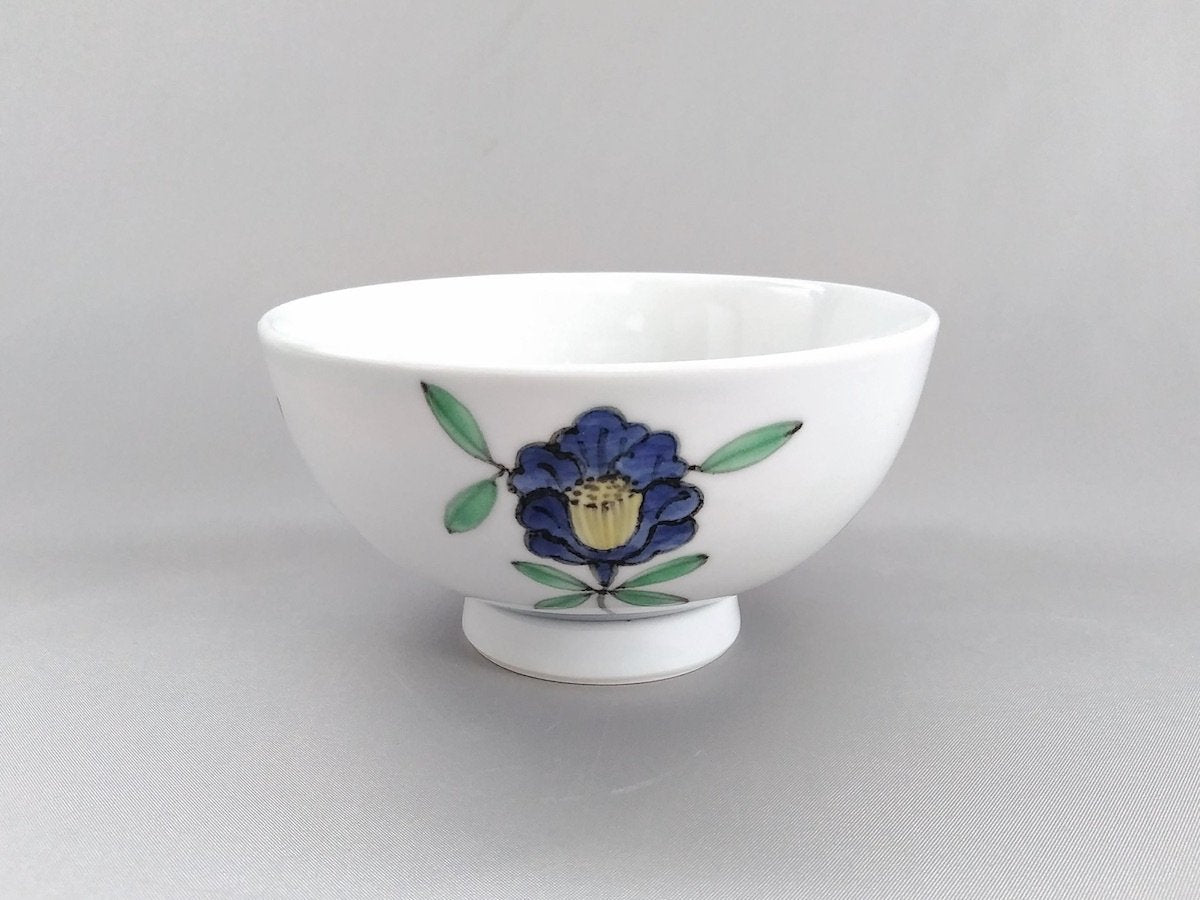 Large colored pottery flower patterned rice bowl [Bunzo Kiln]