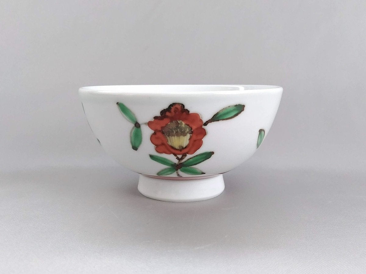 Small colored pottery flower pattern rice bowl [Bunzo Kiln]