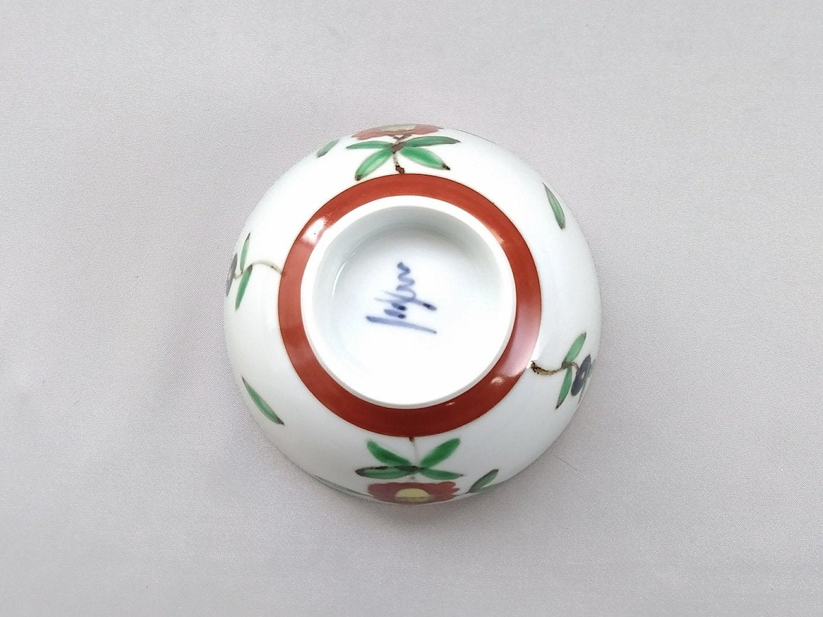 Small colored pottery flower pattern rice bowl [Bunzo Kiln]