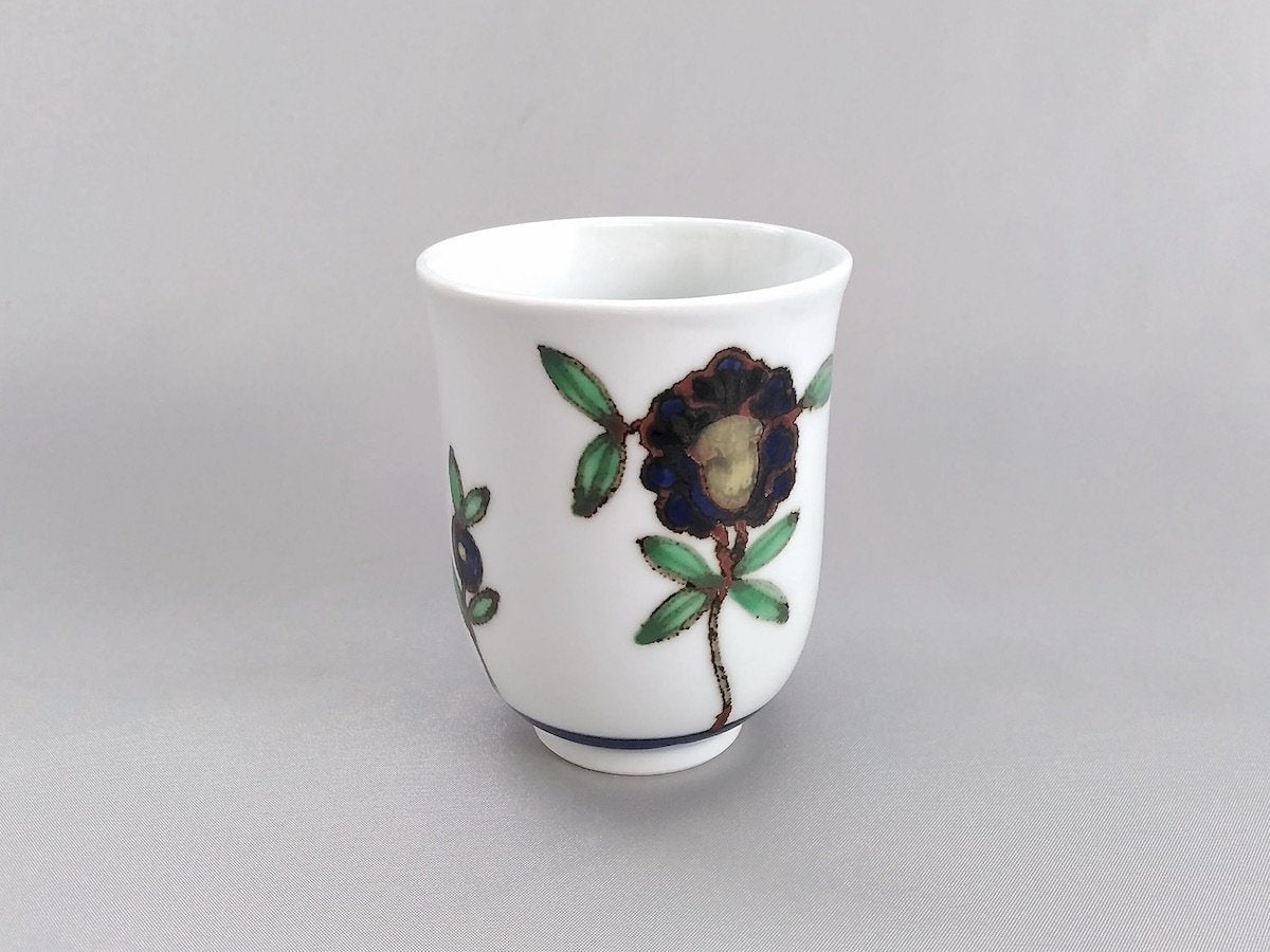 Large colored pottery flower pattern teacup [Bunzo Kiln]