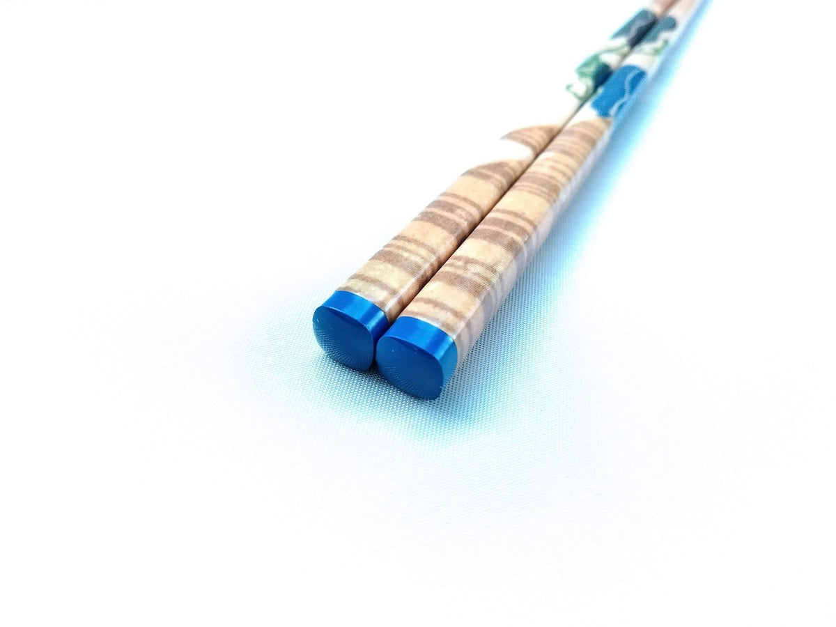 Natural wooden chopsticks loofah blue [Hashikura Matsukan]