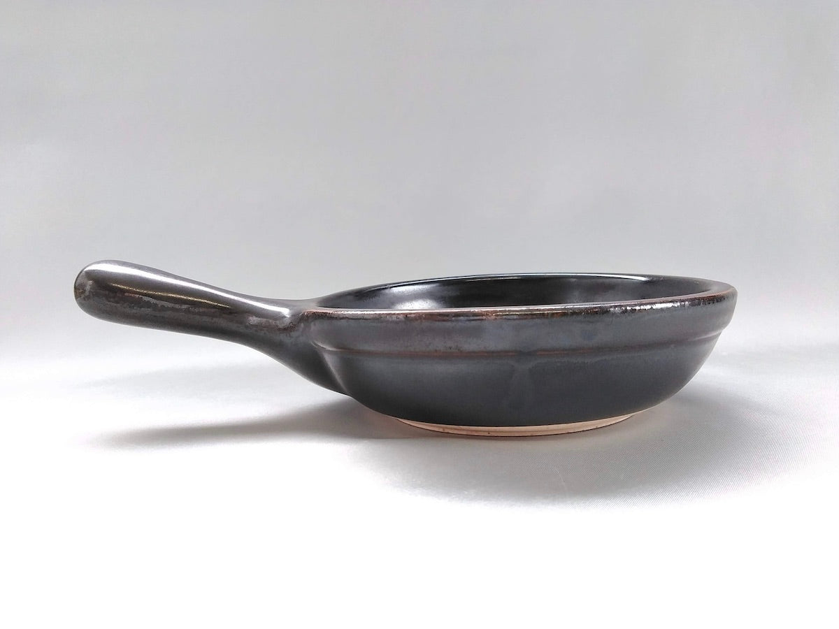 Black glaze 5 inch frying pan [Anraku Kiln]