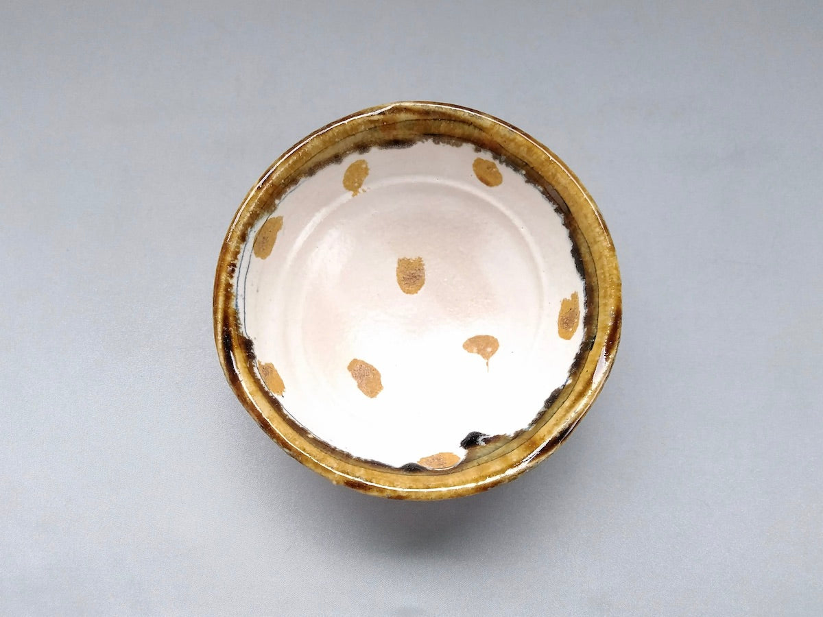 White makeup line engraved yellow dot 5-inch pot [Kazuhito Yamamoto]
