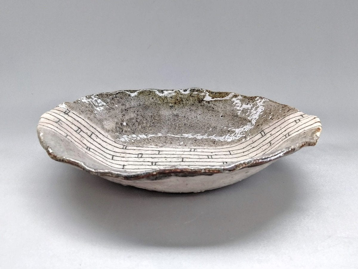 Nezumi Shino calendar hand oval bowl [Masashi Sato]