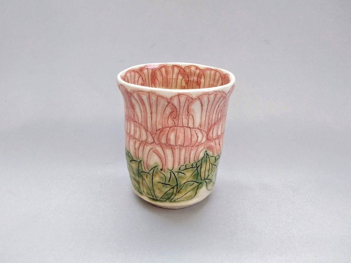 Peony flower swaying thin teacup red [Kato Kohei]