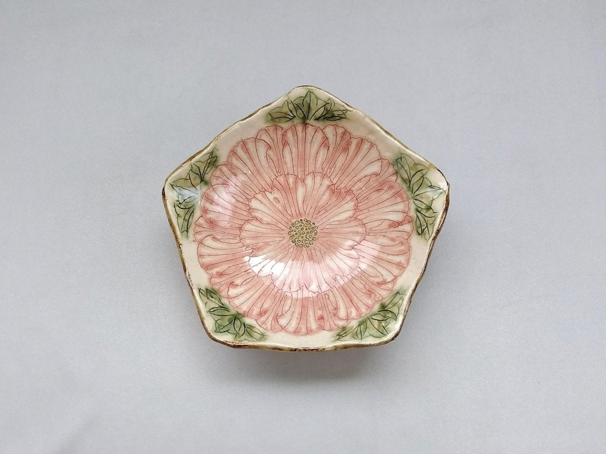 Peony flower pentagonal pot [Kato Kohei]