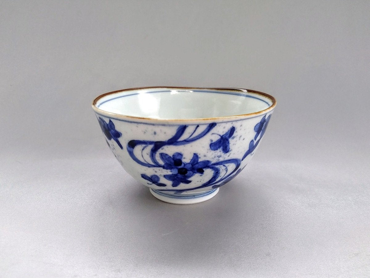 Large dyed flowing water rice bowl [Kanemon kiln]