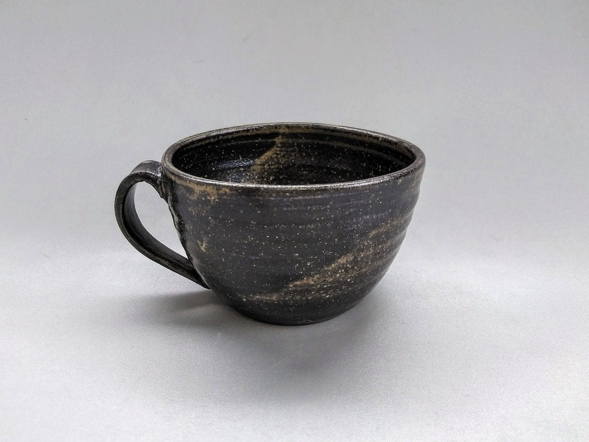 Gray-black cut soup mug [Norihiro Kawagoe]