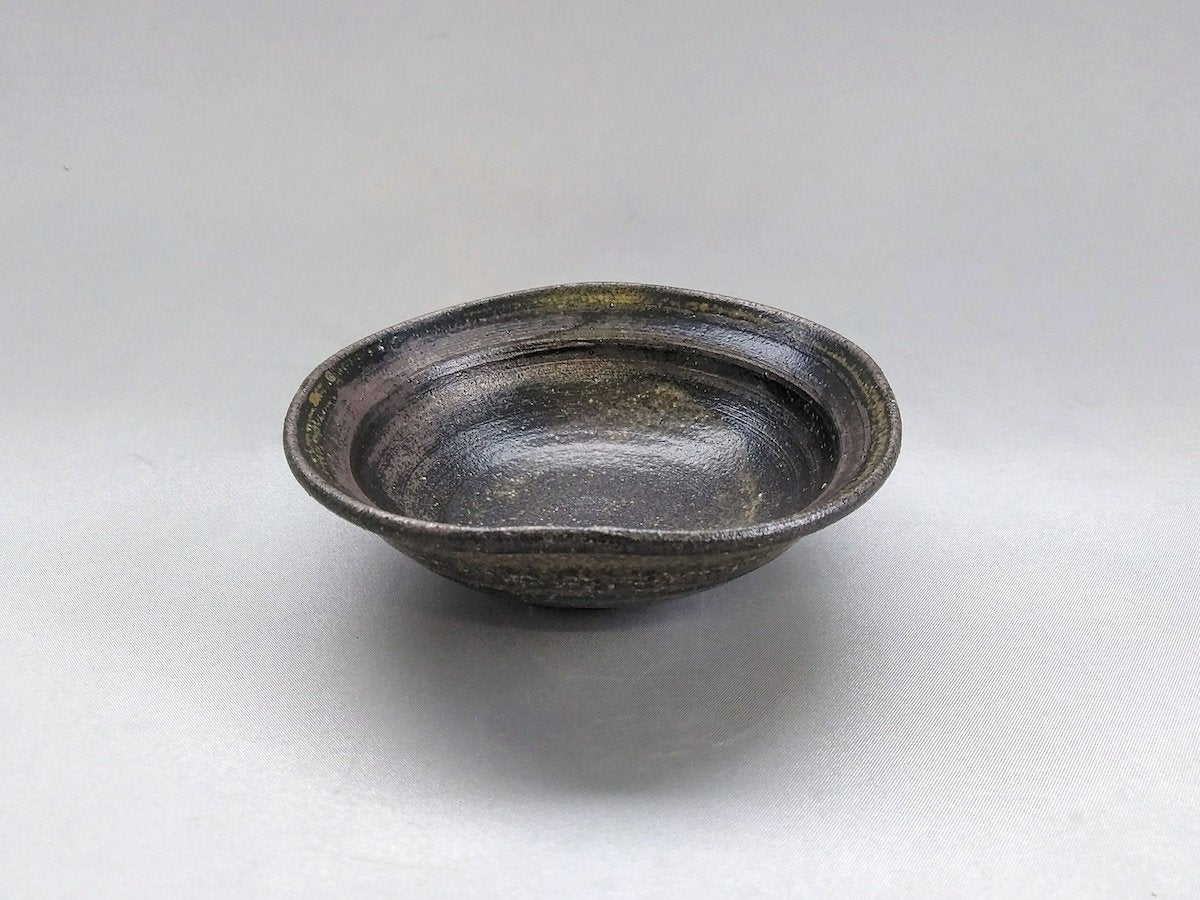 Gray and black square small bowl [Norihiro Kawagoe]