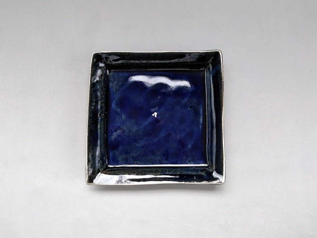 Ruri silver 5-inch square plate [Masaaki Hibino]