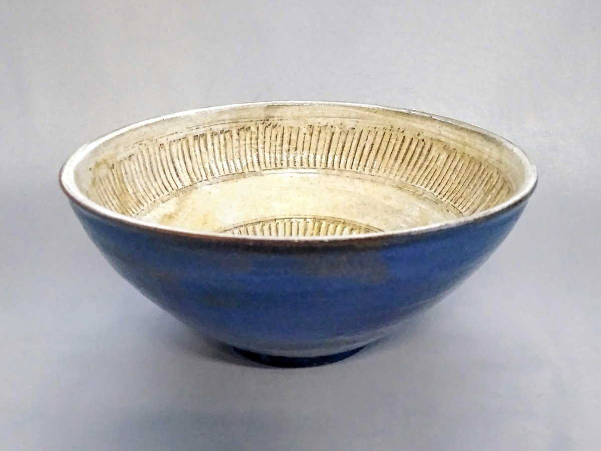 Shinogi large bowl blue [Takuya Ohara]
