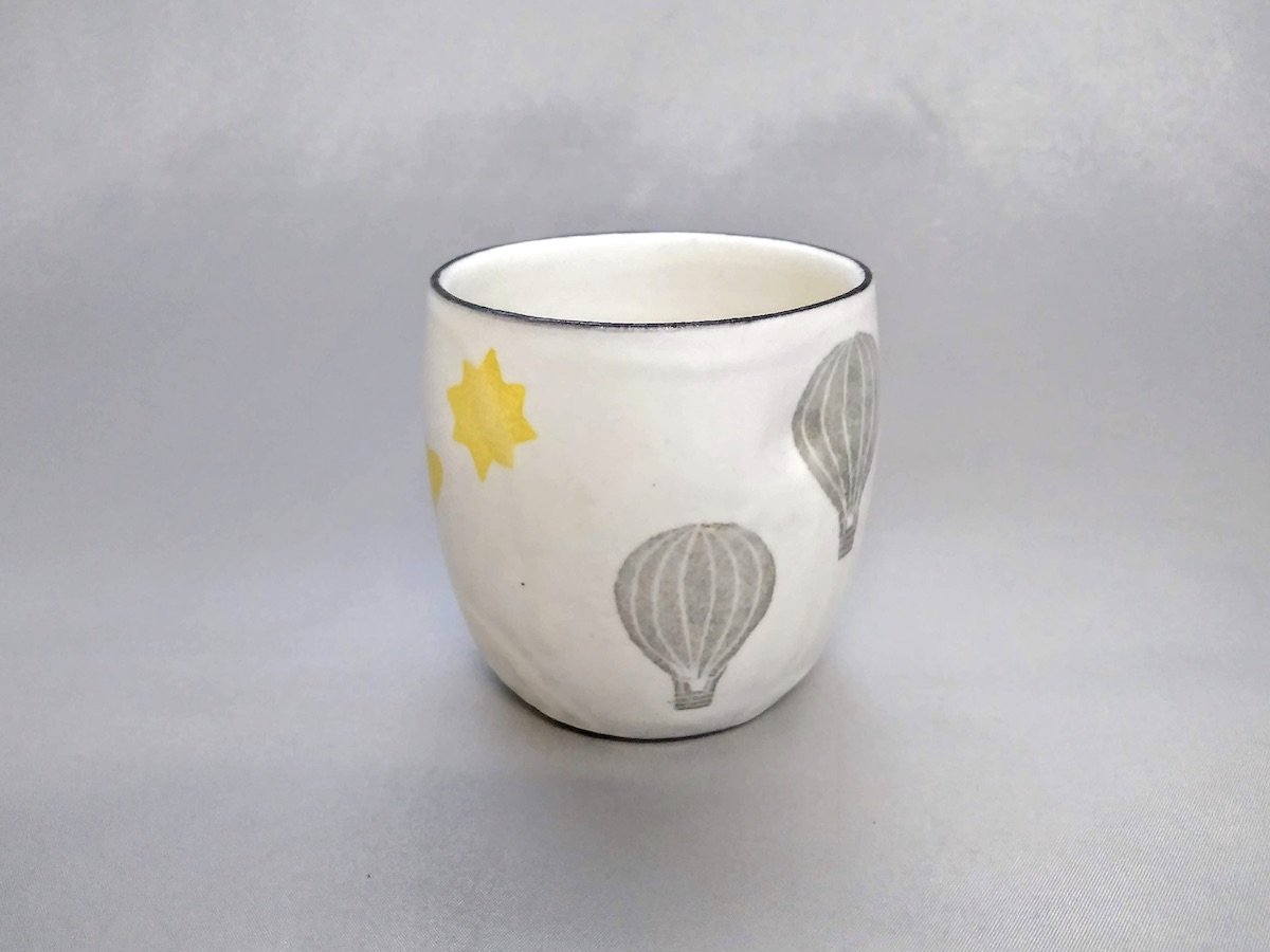 Japanese paper dyed gray yellow fairy tale dimple cup [Ami Kobo]