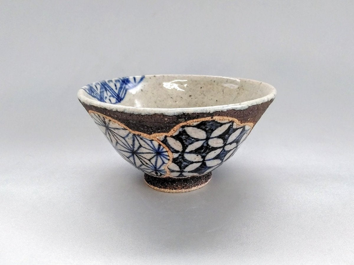 Plum pattern plain rice bowl blue [Kosaigama]