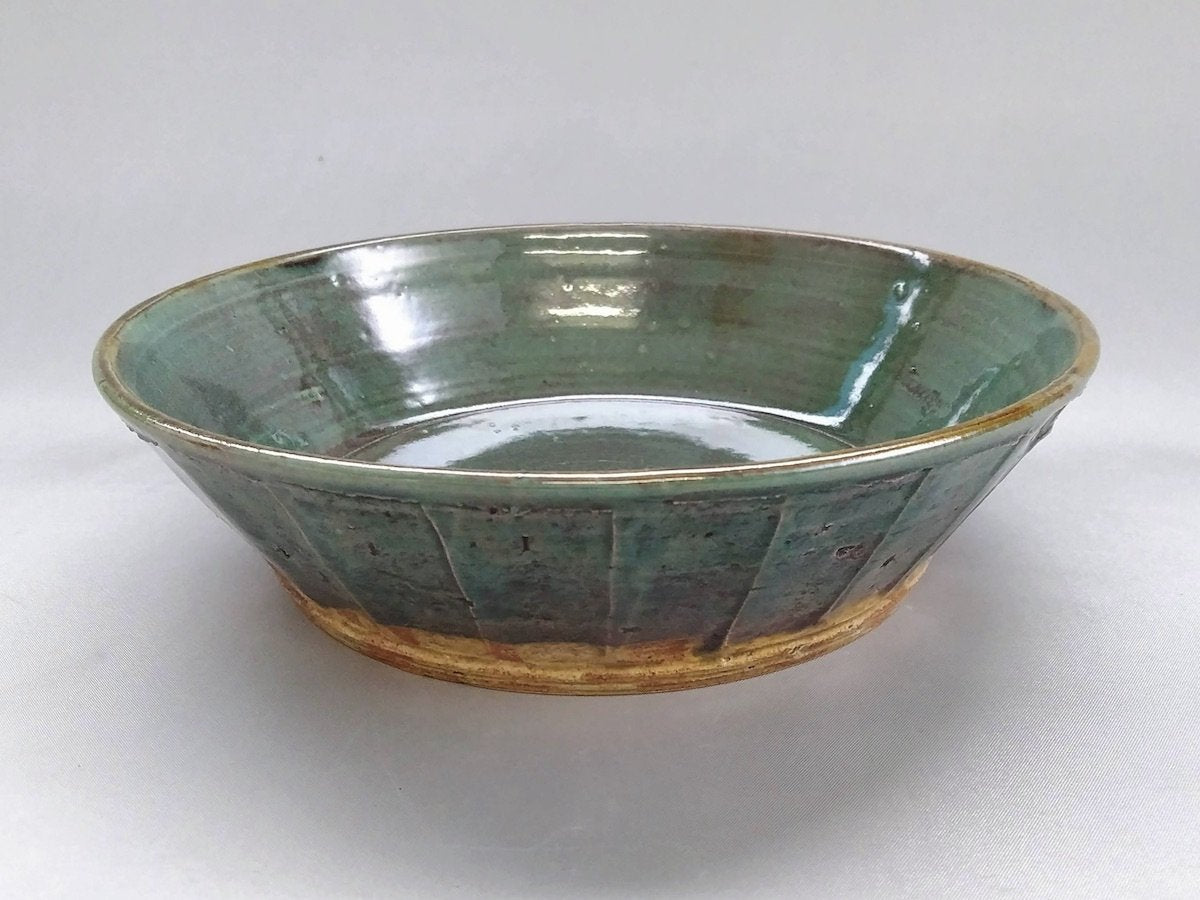 Blue rust glaze 7-inch shallow bowl [Shinji Akane]