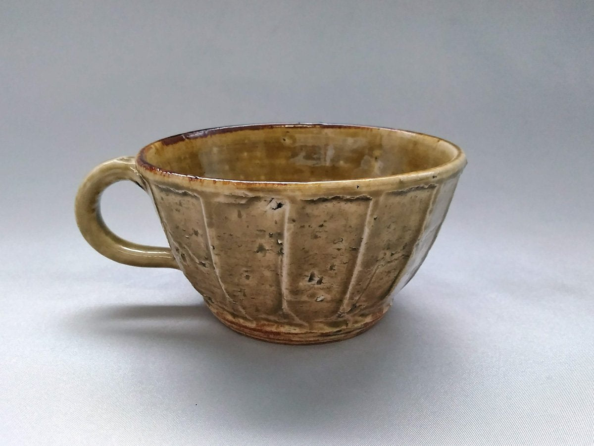 Yellow ash glaze sogi soup cup [Shinji Akane]